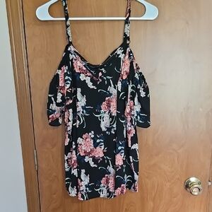 Torrid Black and Pink Floral Off The Shoulder Blouse